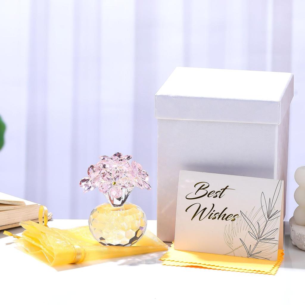 Хрустальная фигурка Розовый хрустальный цветок Домашние украшения Подарок на день рождения для подруги Подарок на день Свадьба Незабудка Матери День святого Валентина