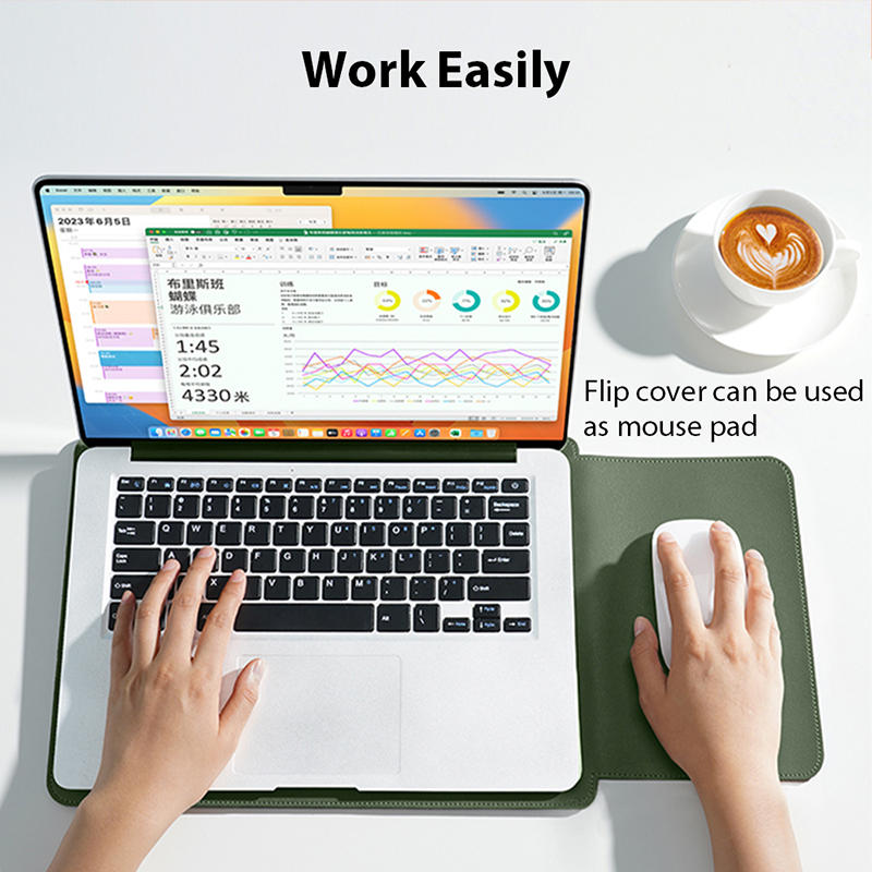 Non-Magnetic Laptop Sleeve - Compact Durable Synthetic PU Case With Rolling Function For Computer Laptop Bag