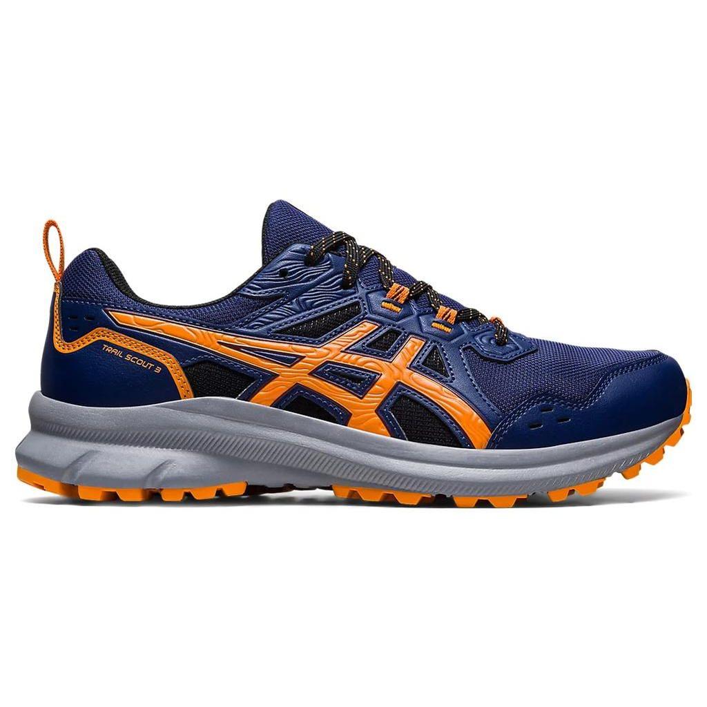 Asics Trail Scout 3 Deep Ocean Ярко-оранжевые мужские кроссовки Синие 1011B700-400