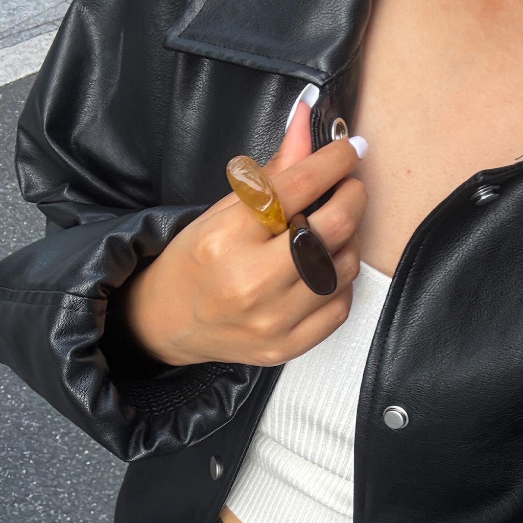 Модное градиентное кольцо из смолы с квадратной и треугольной огранкой, дизайнерское кольцо-лента в форме женской сумочки, повседневные минималистичные украшения в стиле INS