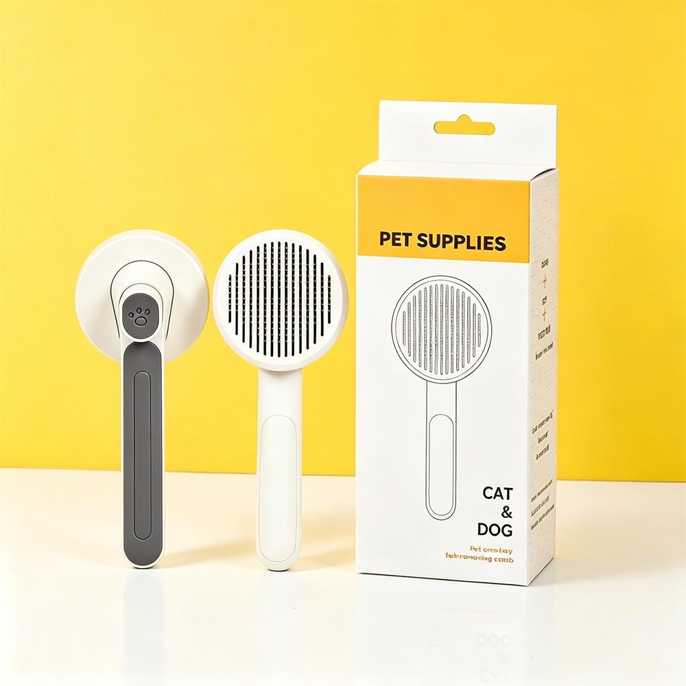 Grooming Salons One - Key Pet Hair Removal Comb with Ergonomic Grip for Long - Haired Pets Self - Cleaning Pet Comb