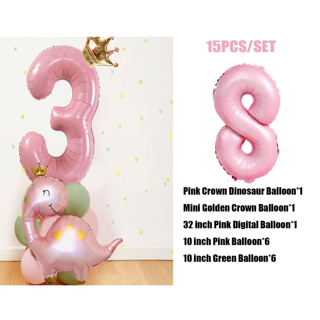 Зеленый розовый воздушный шар с динозавром и 32-дюймовым воздушным шаром с номером для девочек-динозавров, сделай сам, украшения для дня рождения, поставки