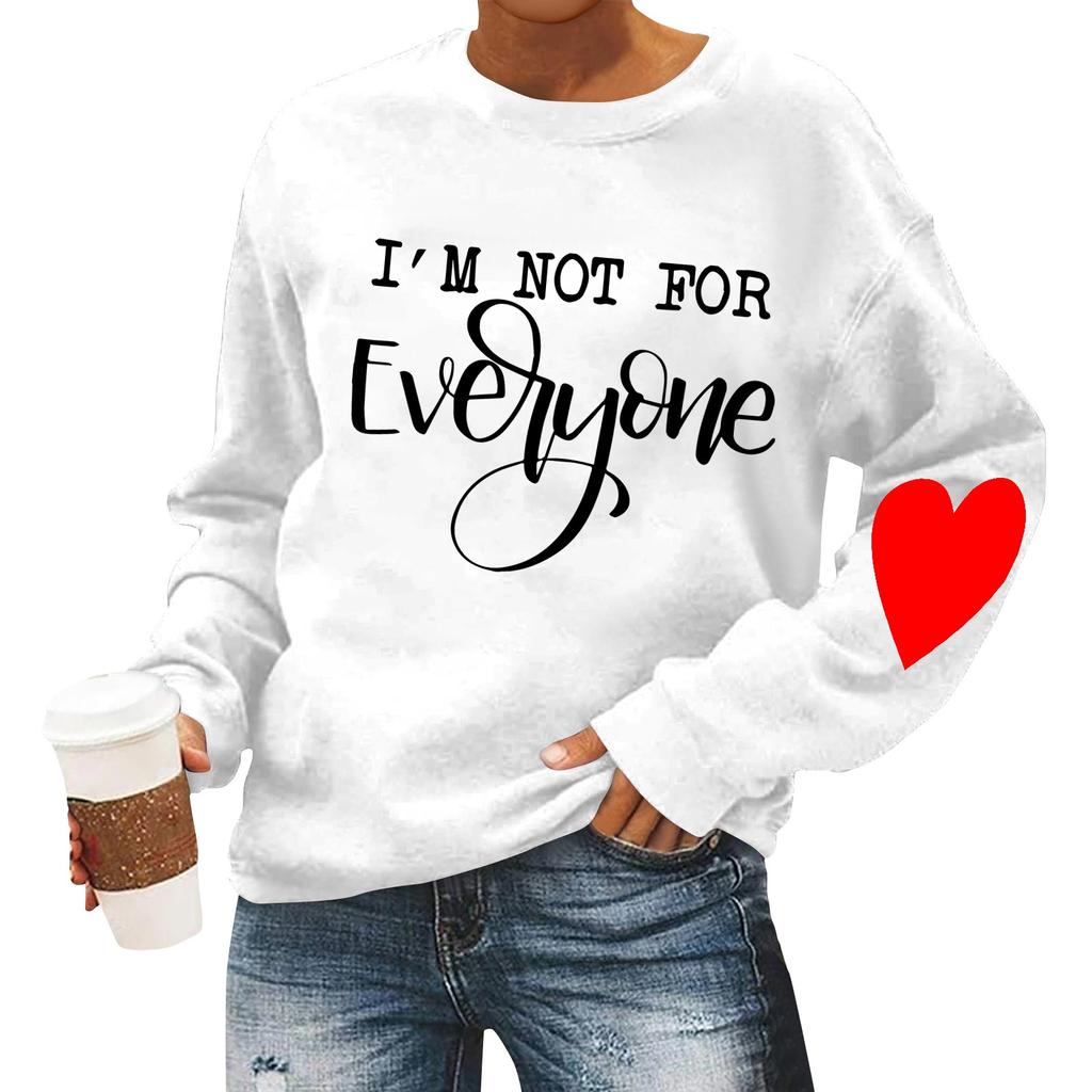 Женская повседневная мода ко Дню святого Валентина с принтом, длинным рукавом, круглым вырезом, толстовки, пуловеры, топы