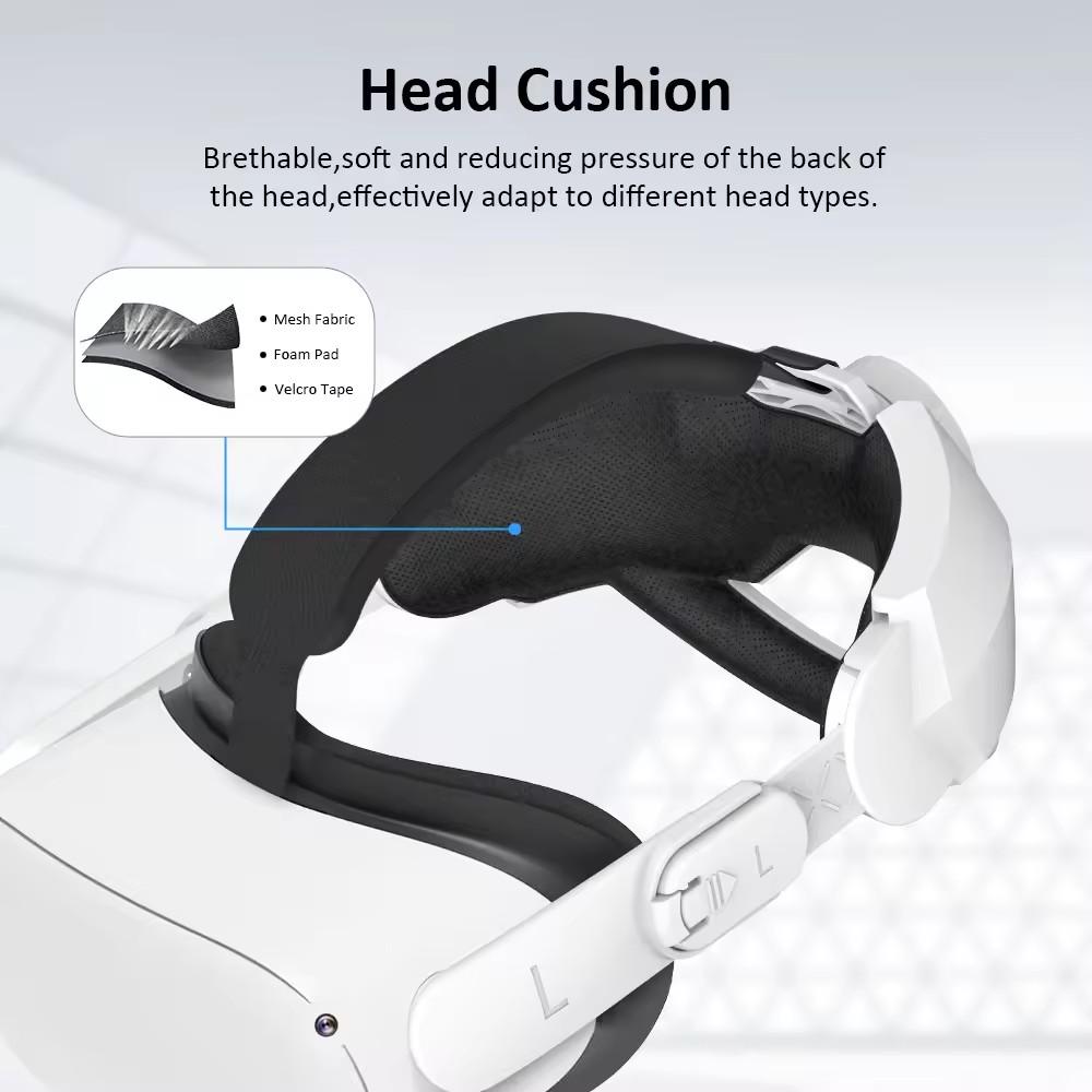 For Oculus for Quest 2 Extend Add Fixtures Comfortable Adjustable VR Glasses Strap Scalp Protection High Comfort
