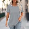 Women's Fashion Casual Solid Color Round Neck Short Sleeve T-shirt Tops