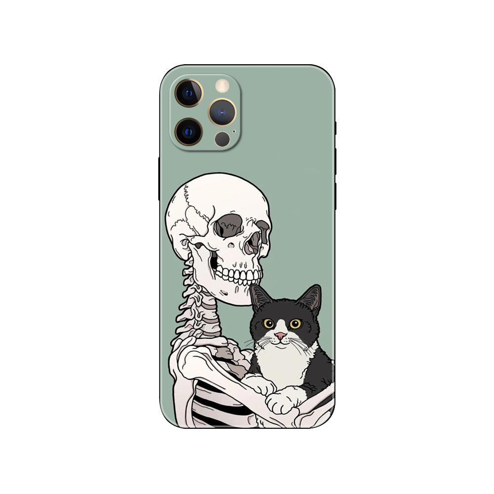 Модный чехол для телефона с изображением черепа для iPhone 5 5s 2020se 6 6s 7 8 plus x 10 XR XS 11 12 13 mini pro MAX, черная задняя крышка из ТПУ