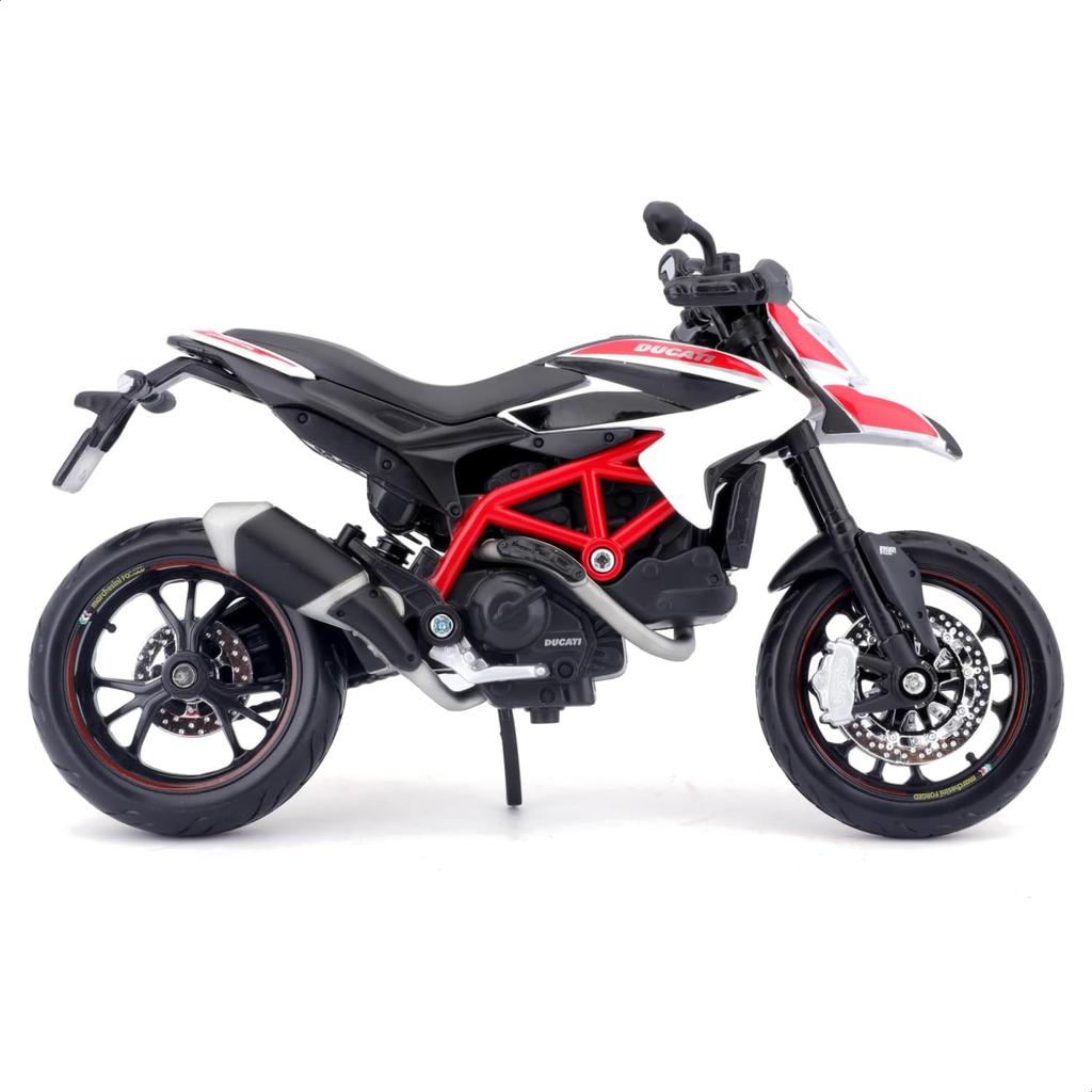 Maisto 1/12 Scale Ducati Hypermotard White / Diecast Model Car, Motorcycle, Finished Model 13015