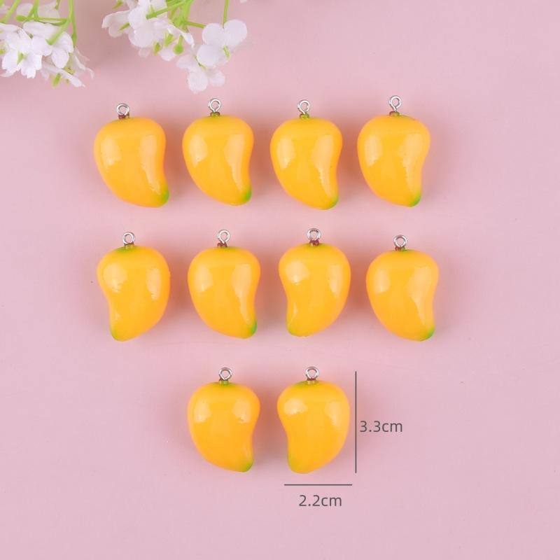 10pcs Resin Simulation Fruit 3D Pendant Diy Resin Mango with Handmade Jewelry Making Accessories Handmade for Earring Keychain