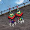 Retro Hand-embroidered Fabric Earrings Female Long Flower Fringed Versatile Temperament Performance Earrings Earrings