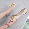 Fashion Spring Autumn New Luxury Women's Shoes Shallow Mouth Soft Bottom Comfortable Square Head Square Buckle Fashion Casual Flat Shoes