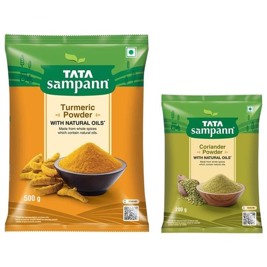 TATA Sampann Порошок куркумы с натуральными маслами, 500 г и порошок кориандра Tata Sampann с натуральными маслами, 200 г
