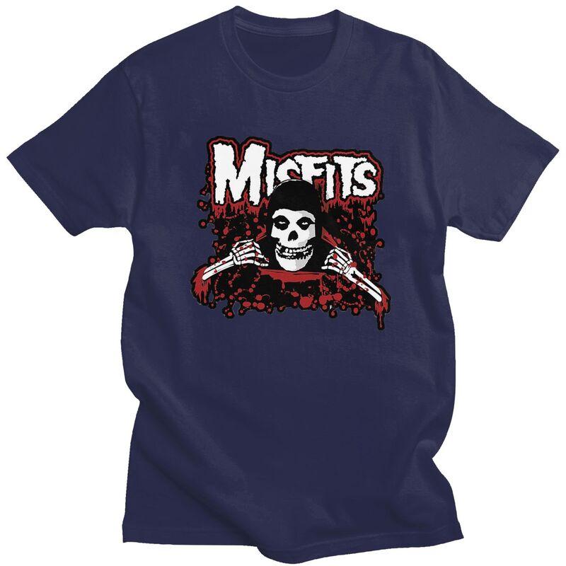 Мужские футболки с принтом Хоррор Панк Рок Misfits Череп, с коротким рукавом, модные, приталенные, 100% хлопок, идея для подарка
