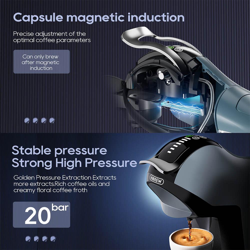 HiBREW Кофеварка H17 4-в-1 для капсульного кофе, Холодное и горячее заваривание, Экстракция 20 бар, 7 уровней регулировки воды, Сенсорное управление