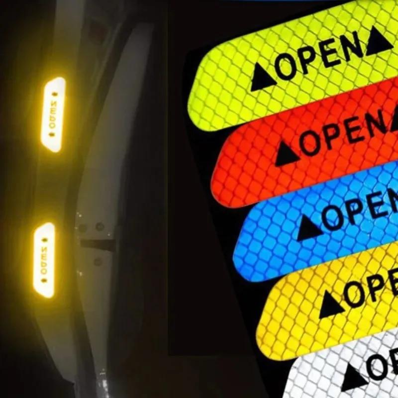 4 шт. Универсальные светоотражающие полосы для открывания дверей автомобиля, предупреждающие наклейки, знак безопасности, предупреждающий светоотражатель для экстерьера и интерьера автомобиля