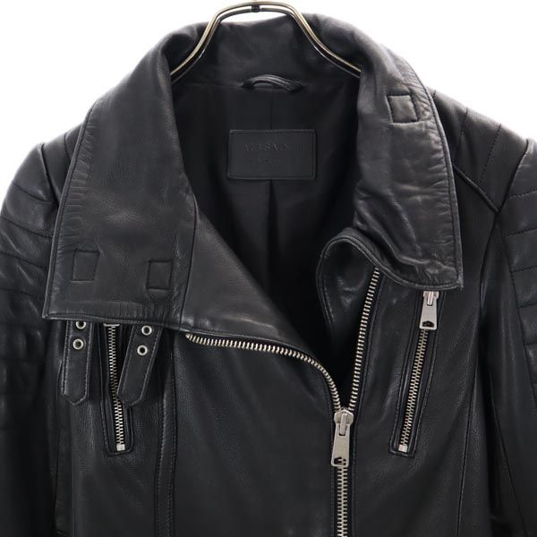 AllSaints Sheep Leather Leather Jacket UK2 Black Genuine Leather Women Used