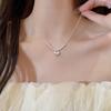 Trendy 3D Heart Necklace: Luxury Striped Bead Clavicle Chain for Women