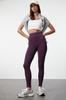 Women's Fashion Plum Seamless Seamless Full Length Knitted Sports Tights