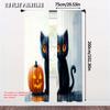 2pcs, plane printing Pattern Curtains Cute black cat and Halloween pumpkin on the steps in the dusk atmosphere Durable 100%
