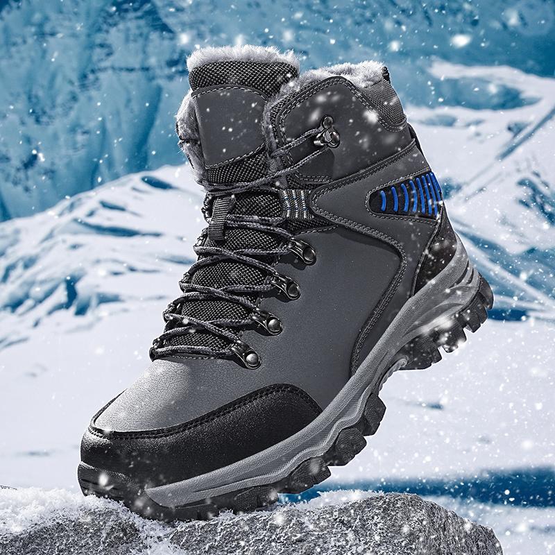 Men Winter Snow Boots Fashion Waterproof Sneakers Super Warm Brand Boots Outdoor Male Plush Hiking Boots Work Shoes Size 39-48