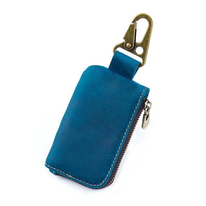Genuine Leather Zipper Coin Purse Bluetooth Earphone Bag Key Organizer Card Bag Wallet For Women Men