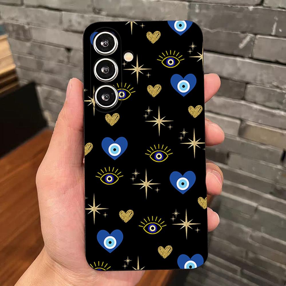 Vintage Evil Eyes Blue Phone Case For Samsung S25 Edge S24 S23 S22 S21 S20 Ultra Plus Fe Galaxy A54 A53 A34 A25 A16 Silicon Cove