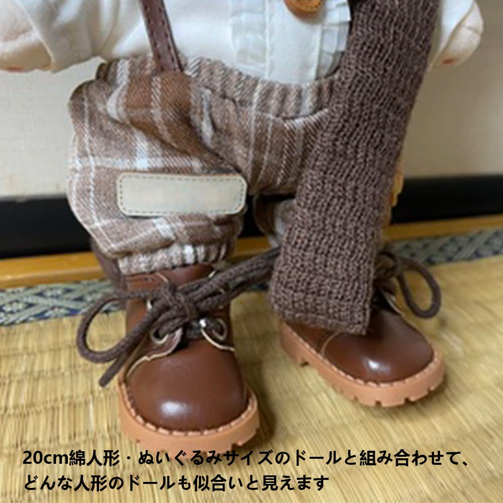 YUYAKESHI Doll 20cm Doll 2 Unisex Leather Shoes and Clothes, Clothes, Pairs, 5.5cm Long, (Black Brown)