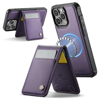 Кожаная задняя крышка для iPhone 16 Pro Max, совместимая с MagSafe, чехол для телефона JEEHOOD J06 с карманом для карт и RFID-блокировкой