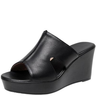 Тапочки на платформе, женские летние туфли на толстой подошве, сандалии из натуральной кожи, белые босоножки на танкетке, женские шлепанцы в уличном стиле