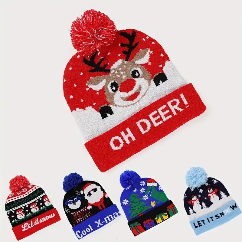Модная рождественская шапка-свитер, новинка, вязаная вечеринка, светодиодная подсветка, разноцветные огни, рождественская шапка-бини для вечеринки, вязаная шапка, сохраняющая тепло для взрослых и детей