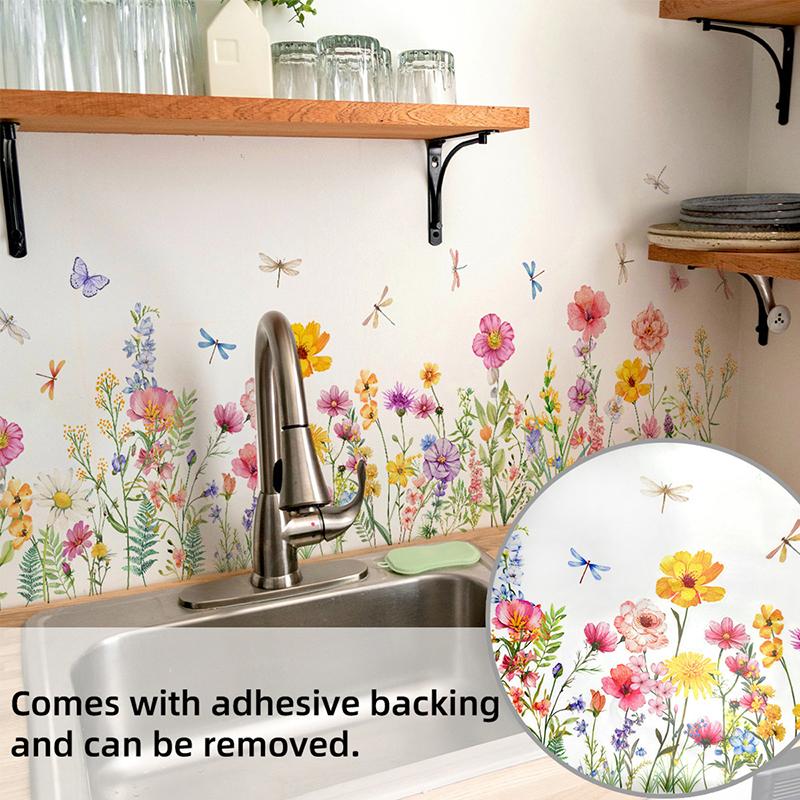 Красочные наклейки на стену Цветы Бабочка Сделай сам Фрески Для Стекла Окна Спальни Ванной Комнаты Домашнее Украшение Обои