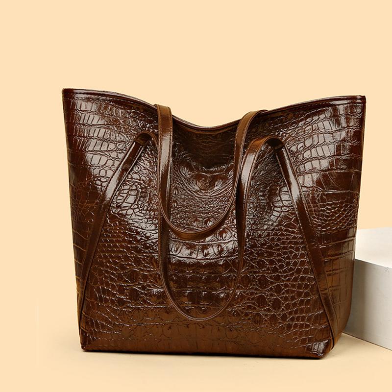 Простая и универсальная сумка-тоут с крокодиловым принтом, большая вместимость, модная сумка, винтажный дизайн, женская сумка через плечо