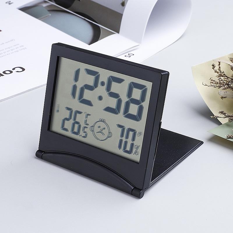 Мини Будильник Температура Влажность Складной Питание от Батарейки Повтор Настольные Часы 12/24Ч ЖК Цифровые Часы с Батарейкой CR2025 KTY