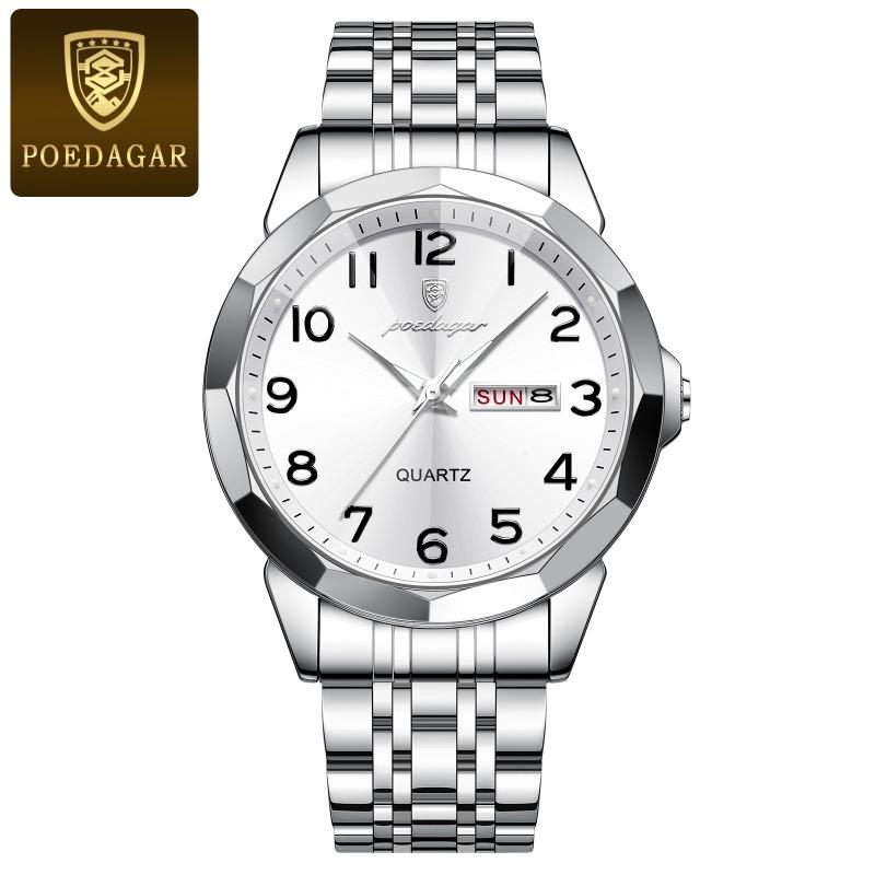 Топ Бренд Мужские Часы Мода Роскошь Водонепроницаемые Двойной Календарь Новые Кварцевые Светящиеся Наручные Часы