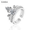 Lindon Classic Copper Alloy Zircon Ring Ladies Jewelry Wedding Promise Party Gift
