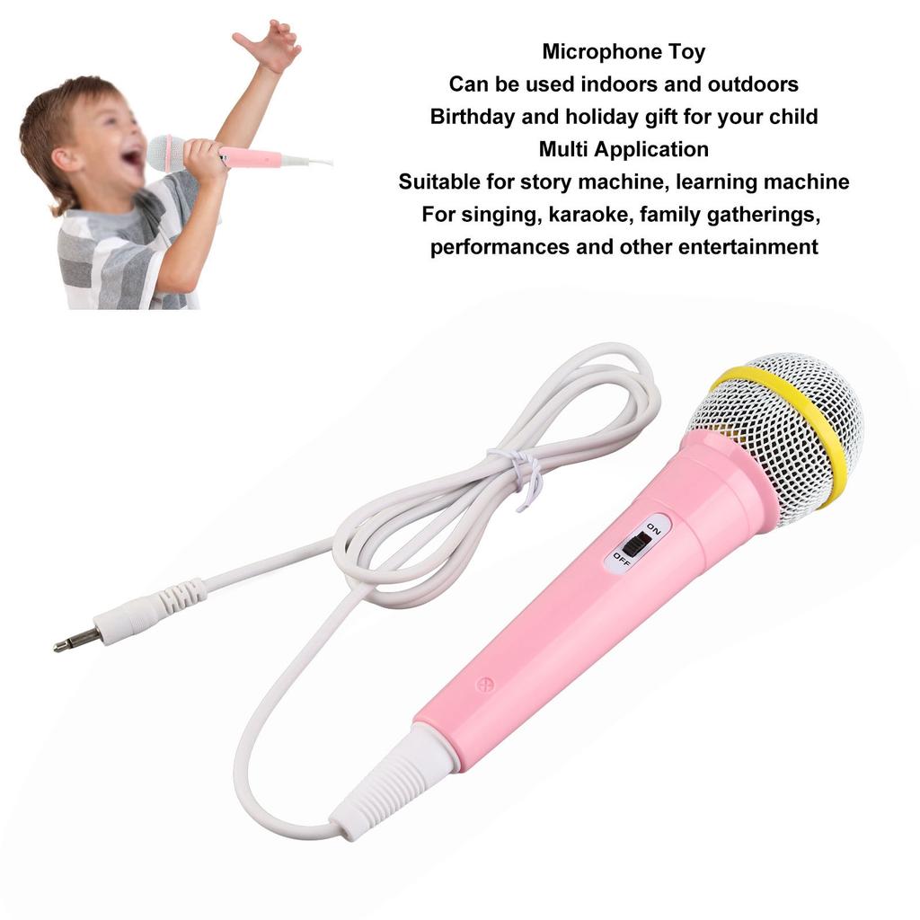 Kids Wired Microphone 3.5mm Plug Low Distortion Portable Music Toy Children Singing Mic for Karaoke Family Party