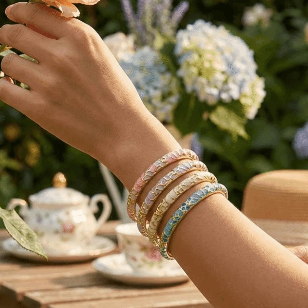 Colorful Metal Enamel Bangle Ethnic Style Hand Bracelet Cloisonne Bangle Traditional Crafts