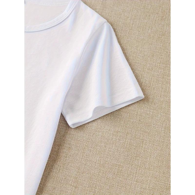 Children Crew Neck Short Sleeve T-Shirt with Colorful COOL COUSINS SLUB Letter Print