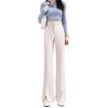 2026 Women's High-Waisted Flowing Black Micro-Flare Wide-Leg Trousers with Slit