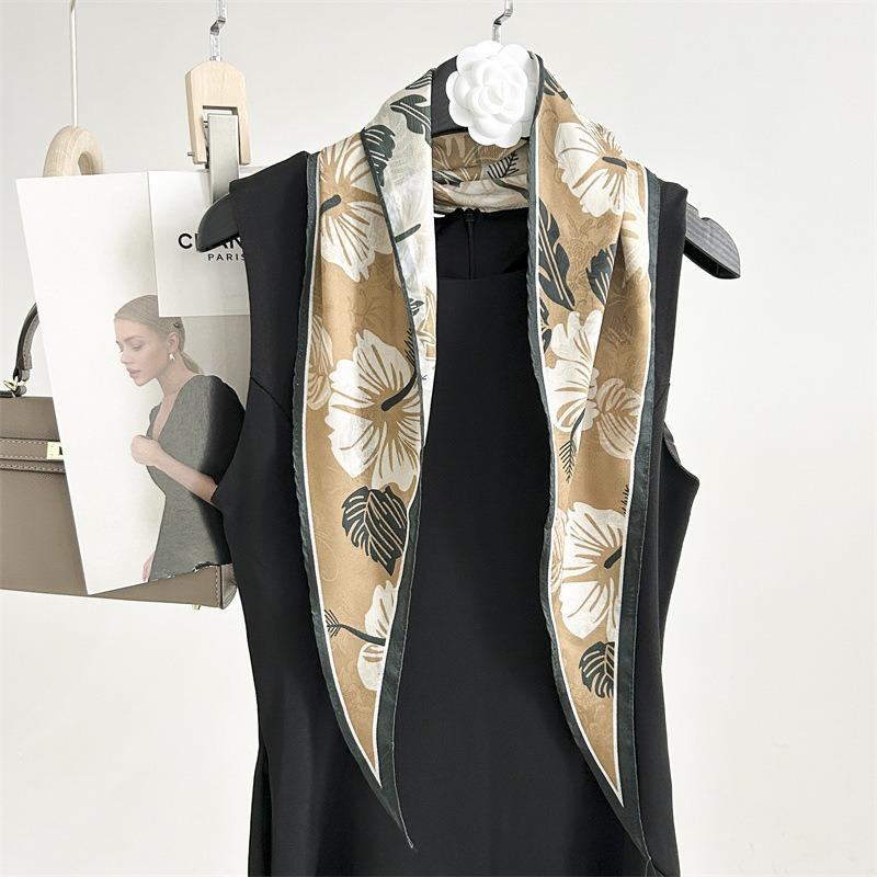 Весенний новый ретро литературный имитация шелка ромбовидный шарф имитация ароматной облачной пряжи шелковый шарф женский элегантный маленький плавающий пояс повязка на голову