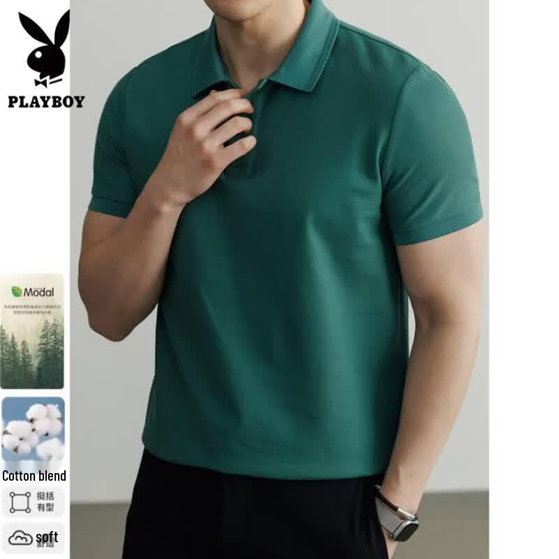PLAYBOY Мужская дышащая рубашка-поло с коротким рукавом в стиле business casual
