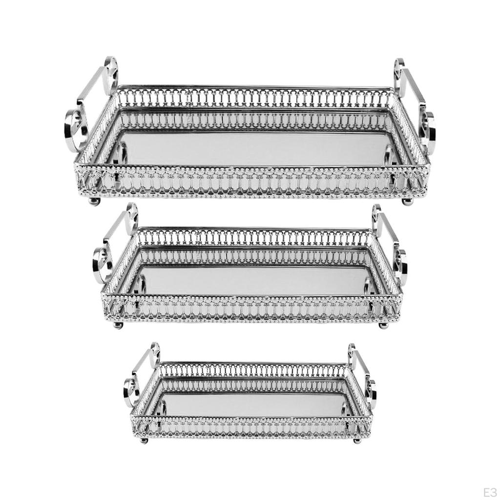 Decorative Mirror Tray Snacks Serving for Home Decor Dresser Tabletop Countertop