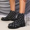 Autumn New Chunky Single Boots Women Fashion Round Head Sequin Cloth Front Lace-up Soft Soled Non-slip Ankle Boots