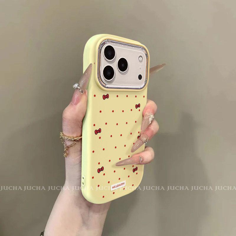 Применимый красный горошек Хелло Китти Яблоко 17promax чехол для телефона дофаминовый нишевый iphone16 милый 15