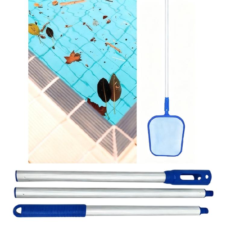 High Strength Adjustable Length Telescopic Pool Cleaning Rod 3/4 Section Aluminum Construction with Quick Assembly Feature