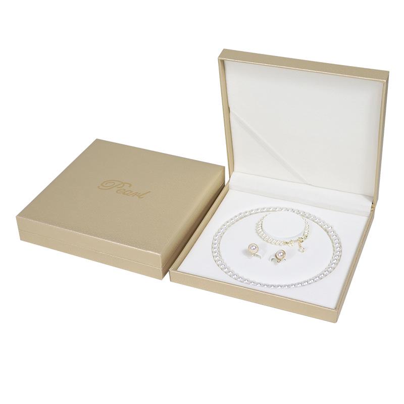PU Leather Pearl Necklace Gift Box, Right Angle Jewelry Packaging, Goddess Mother's Day Jewelry Set Box.