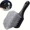 Soft Bristle Car Wheel Brush Non-Slip Plastic Handle Scratch-Free Tire Cleaning Tool