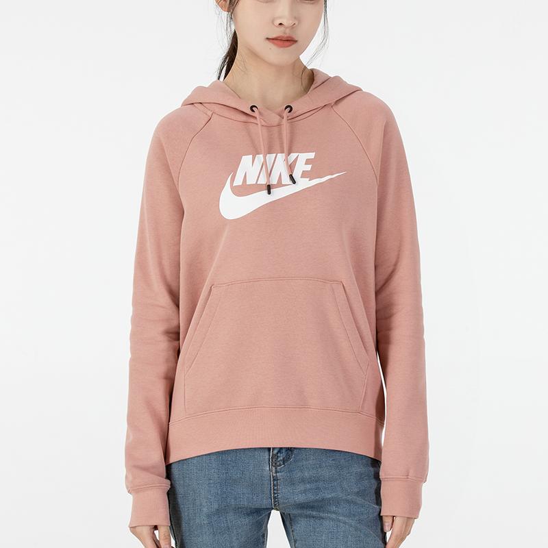 Nike Sportswear Essentials Sweatshirts Women's Pink Hooded Moderate Regular BV4127-609