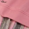 Celmia Autumn Women Plaid Long Sleeved Patchwork Casual Loose Hoodies Sweatshirts