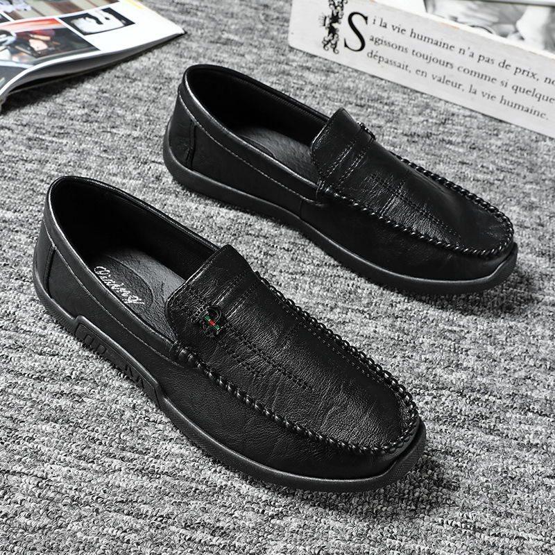 Мужская обувь Dou Dou, летняя, дышащая, в британском стиле, универсальная, мужская, деловая, повседневная, кожаная, One Step, мягкая подошва, модная обувь Le Fu