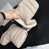 Модные утолщенные плюшевые меховые теплые домашние зимние сапоги хлопковые женские тапочки домашние сапоги простые однотонные зимние пушистые туфли на платформе